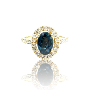 Diamantring med australsk safir og brillanter