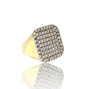 Signet ring i gult guld med diamanter