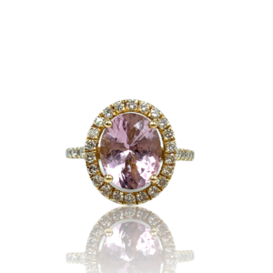 Ring med lyserød morganite og diamanter