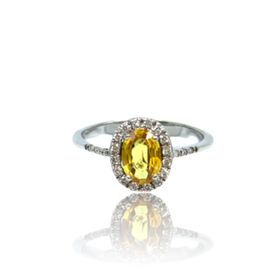 Ring med gul safir og diamanter