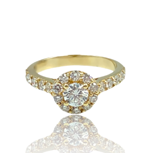 Diamantring i gult guld med brillanter
