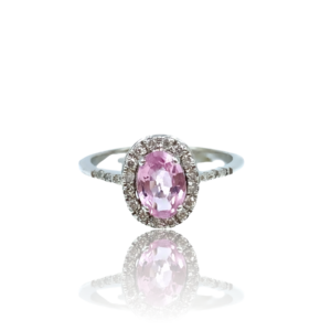 Ring med pink safir og diamanter