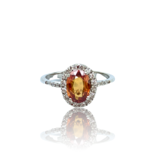 Ring med orange safir og diamanter