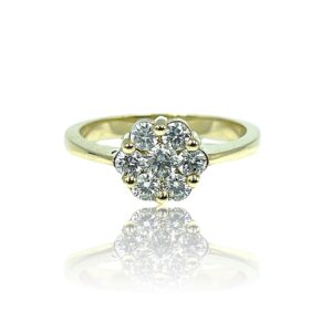 Diamantring i gult guld med diamanter