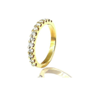 Alliancering i gult guld med diamanter