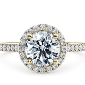 Halo ring i gult guld 3.50ct.